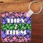 Groovy Boho Retro Mod Geometric Trigender Pride Schlüsselanhänger (Rückseite)