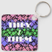 Groovy Boho Retro Mod Geometric Trigender Pride Schlüsselanhänger (Rückseite)