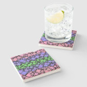 Groovy Boho Retro Mod Geometric Trigender Pride Steinuntersetzer (Seitenansicht)