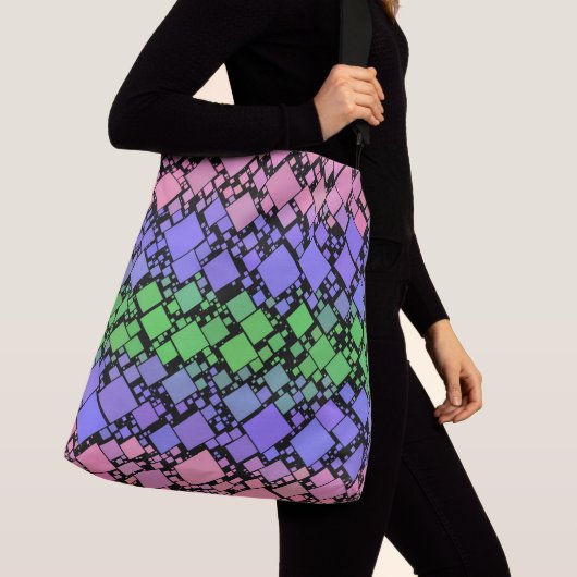 Groovy Boho Retro Mod Geometric Trigender Pride Tragetaschen Mit Langen Trägern (Von Nahem)