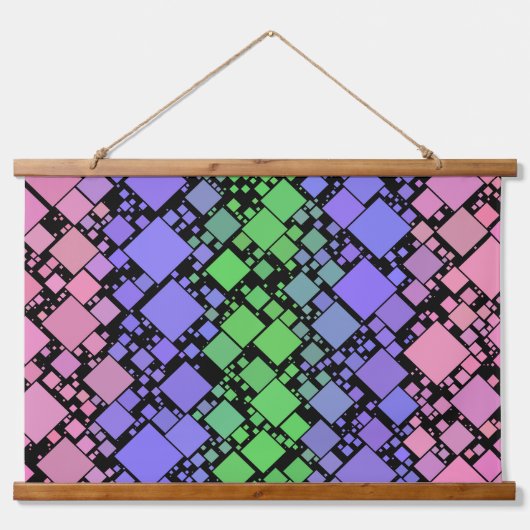 Groovy Boho Retro Mod Geometric Trigender Pride Wandteppich Mit Holzrahmen (Vorderseite)