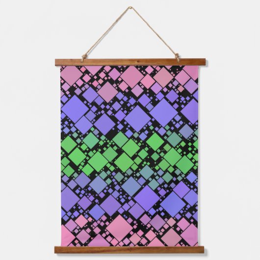 Groovy Boho Retro Mod Geometric Trigender Pride Wandteppich Mit Holzrahmen (Vorderseite)