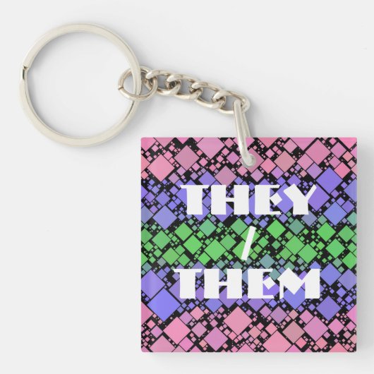 Groovy Boho Retro Mod Geometrischer Trigender-Stol Schlüsselanhänger (Vorderseite)