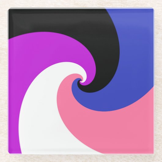 Groovy Boho Spiral Abstrakt Genderfluid-Druckflagg Glasuntersetzer (Vorderseite)