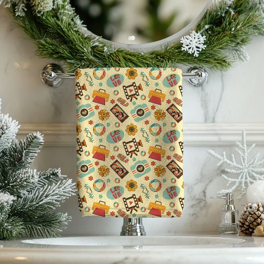 Groovy Boho Towel Retro Swirls for Your Spa Badhandtuch Set