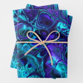 Groovy Boho Vibrant Blue Monochrome Fraktal Marmor Geschenkpapier Set (Beispiel)