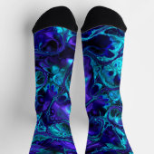 Groovy Boho Vibrant Blue Monochrome Fraktal Marmor Socken (Oben)