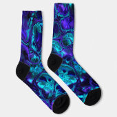 Groovy Boho Vibrant Blue Monochrome Fraktal Marmor Socken (Rechts)