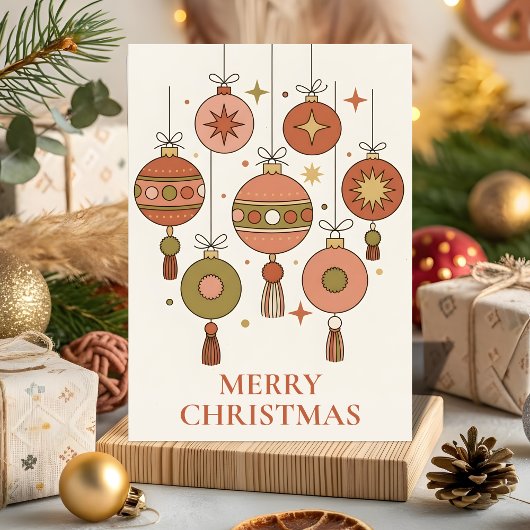 Groovy Boho Weihnachtsbaumschmuck Feiertagskarte