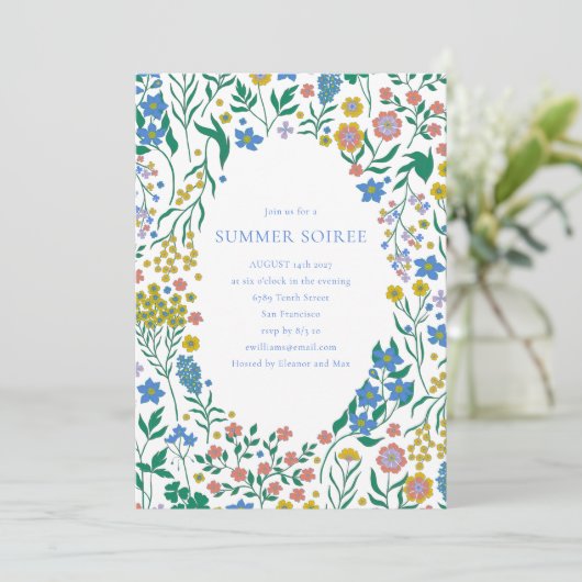 Groovy Boho Wildblumen-Whimsy-Sommer-Soiree Einladung (Stehend Vorderseite)