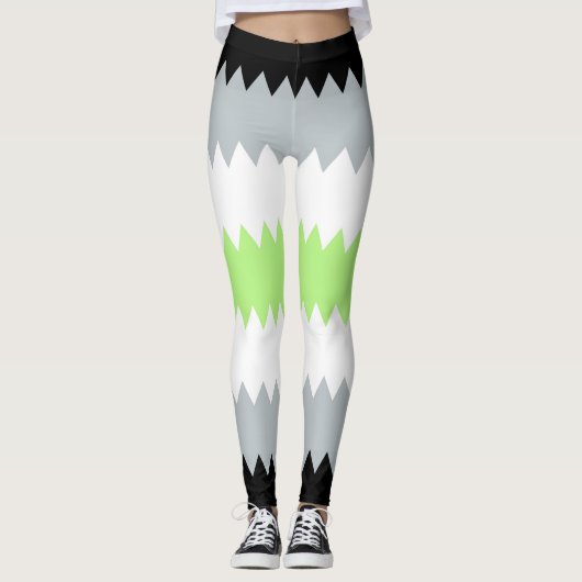 Groovy Boho ZigZag Abstrakt Agender Pride Flag Leggings (Vorderseite)