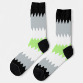 Groovy Boho ZigZag Abstrakt Agender Pride Flag Socken (Linkes Detail)