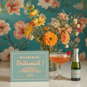 Groovy Bold Blau Pink Rot Brautjungfer Vorschlag  Einladung
