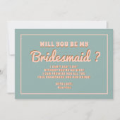 Groovy Bold Blue Pink Red Bridesmaid Vorschlag Einladung (Vorderseite)