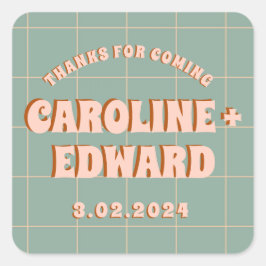 Groovy Bold Blue Pink Red Funky Quadratischer Aufkleber