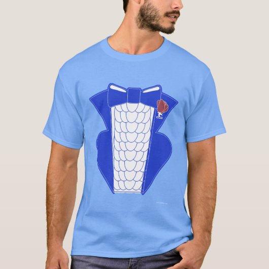 Groovy Bold Blue Tuxedo Style T-Shirt (Vorderseite)