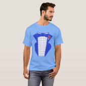 Groovy Bold Blue Tuxedo Style T-Shirt (Vorne ganz)
