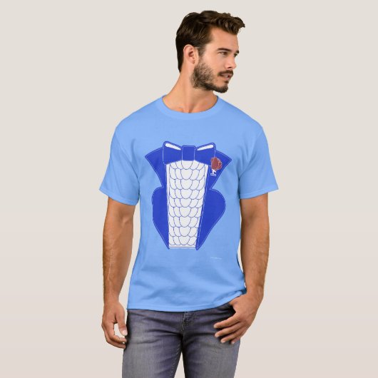 Groovy Bold Blue Tuxedo Style T-Shirt (Vorne ganz)