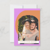 Groovy Bold Fun Typografy Pink Orange Foto Gerette Save The Date (Vorderseite)
