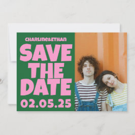 Groovy Bold Green Pink Red Funky Save The Date