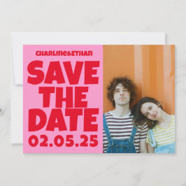 Groovy Bold Green Pink Red Funky Save the Date