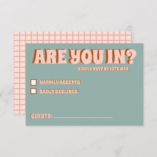 Groovy Bold Green Pink Red Funky UAWG RSVP Karte