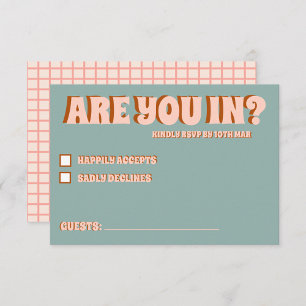 Groovy Bold Green Pink Red Funky UAWG RSVP Karte