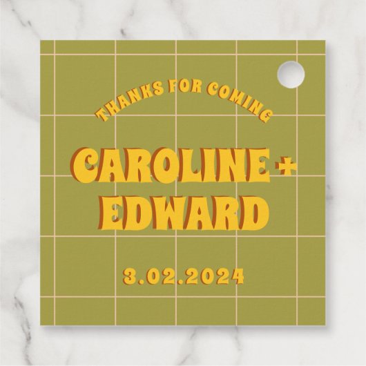 Groovy Bold Green Yellow Red Funky Geschenkanhänger (Rückseite)