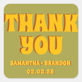 Groovy Bold Green Yellow Red Funky Quadratischer Aufkleber