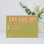 Groovy Bold Green Yellow Red Funky RSVP  Karte