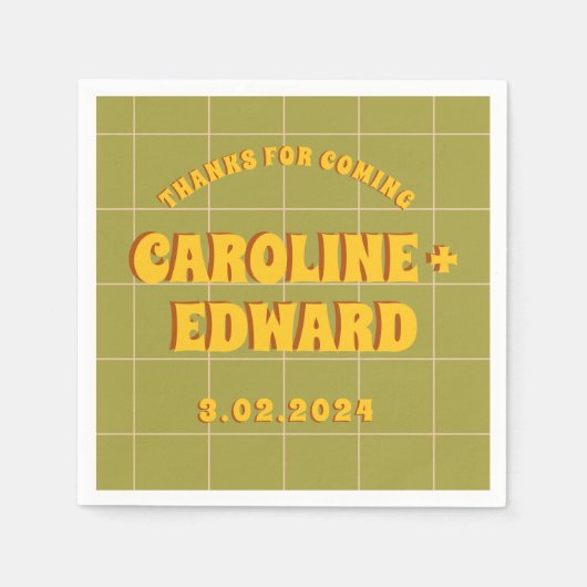 Groovy Bold Green Yellow Red Funky Serviette (Vorderseite)