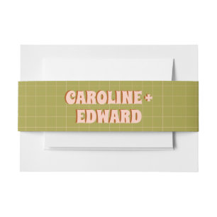 Groovy Bold Green Yellow Red Funky Wedding Einladungsbanderole