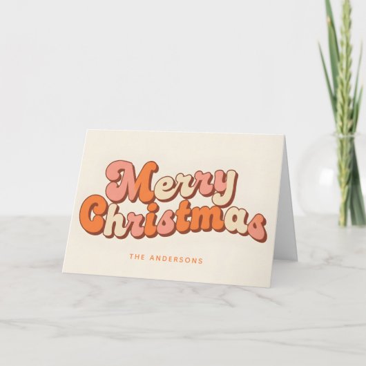 Groovy Bold Script Merry Christmas Feiertagskarte (Vorderseite)