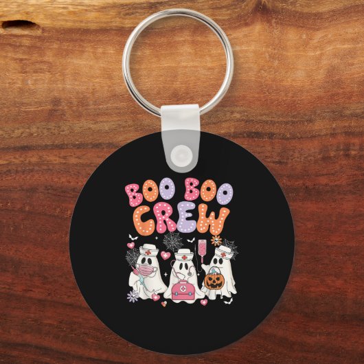 Groovy Boo Boo Crew Nurse Funny Ghost Halloween Te Schlüsselanhänger (Vorderseite)