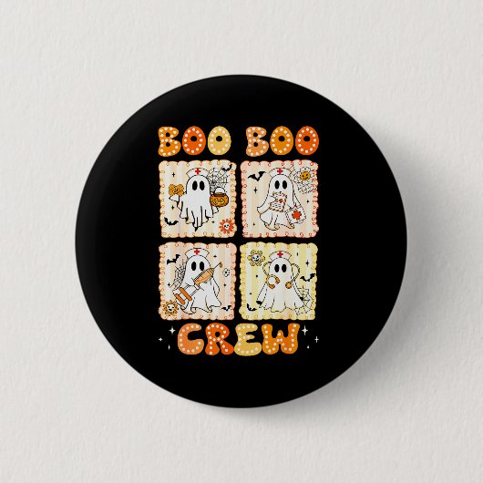 Groovy Boo Boo Crew Nurse Funny Ghost Women Hallow Button (Vorderseite)