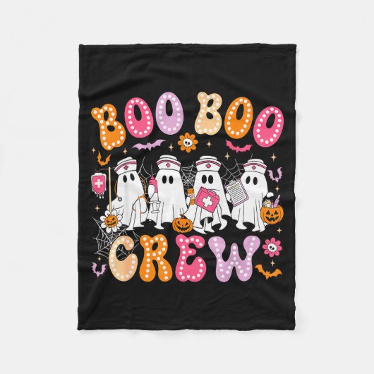 Groovy Boo Boo Crew Nurse Funny Ghost Women Hallow Fleecedecke (Vorderseite)