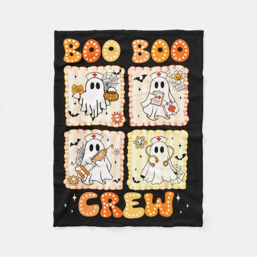 Groovy Boo Boo Crew Nurse Funny Ghost Women Hallow Fleecedecke (Vorderseite)