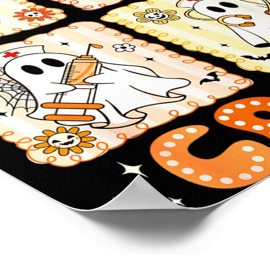 Groovy Boo Boo Crew Nurse Funny Ghost Women Hallow Poster (Ecke)