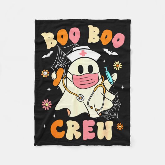 Groovy Boo Boo Crew Nurse Halloween Cute Ghost Wom Fleecedecke (Vorderseite)