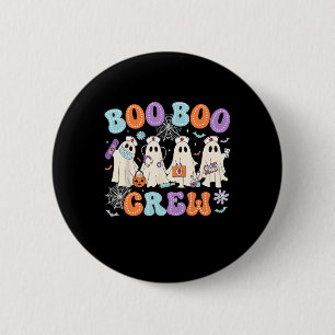 Groovy Boo Crew Nurse Funny Ghost Women Hallow Button