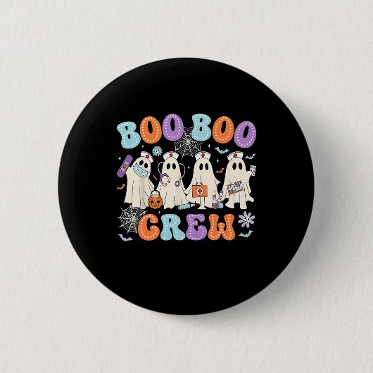 Groovy Boo Crew Nurse Funny Ghost Women Hallow Button (Vorderseite)