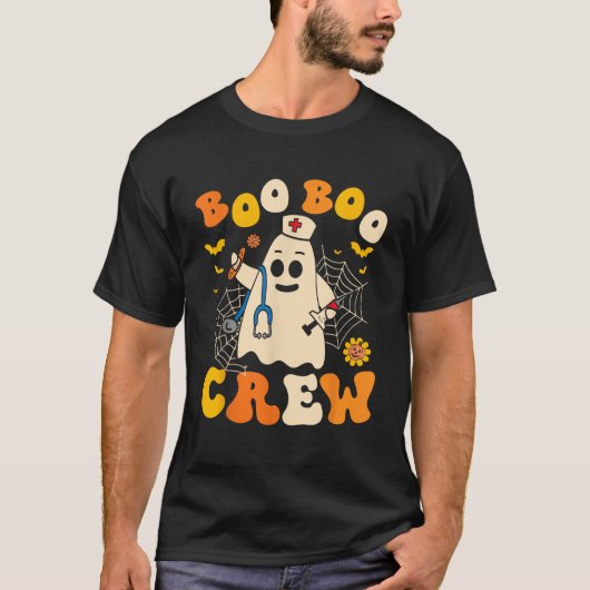 Groovy Boo Crew Nurse Funny Ghost Women Halloween T-Shirt (Vorderseite)