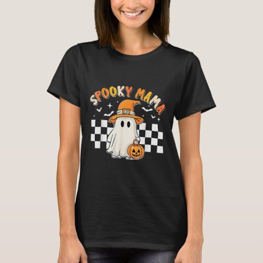 Groovy Boo One Spooky Mama Erstes Halloween Birthd T-Shirt (Vorderseite)