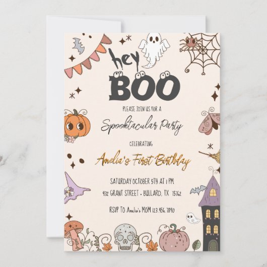 Groovy Boo! Spooktacular Halloween Geburtstagspart Einladung (Vorderseite)