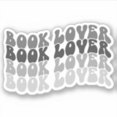 Groovy Book Lover Gray Multicolored Retro Vinyl Aufkleber (Vorderseite)