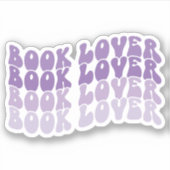 Groovy Book Lover Lila mehrfarbig Retro Vinyl Aufkleber (Vorderseite)
