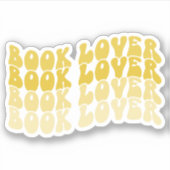 Groovy Book Lover Yellow Multicolored Retro Vinyl Aufkleber (Vorderseite)
