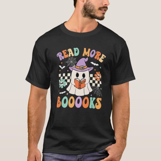 Groovy Boooks Ghost Read more Books Funny Teacher T-Shirt (Vorderseite)