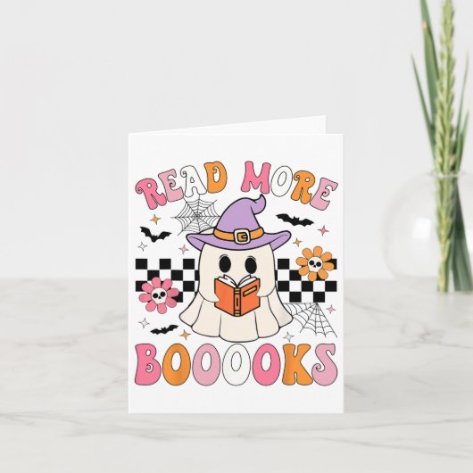 Groovy Booooks Ghost Read more Bücher Funny Teache Karte (Vorderseite)