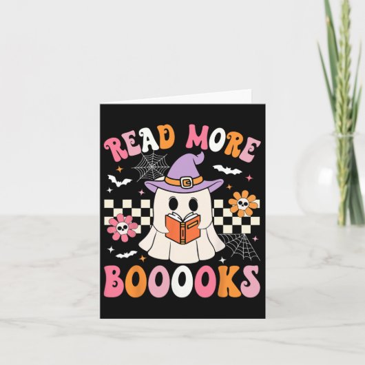 Groovy Booooks Ghost Read more Bücher Funny Teache Karte (Vorderseite)